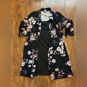 Espresso Black Floral Cardigan